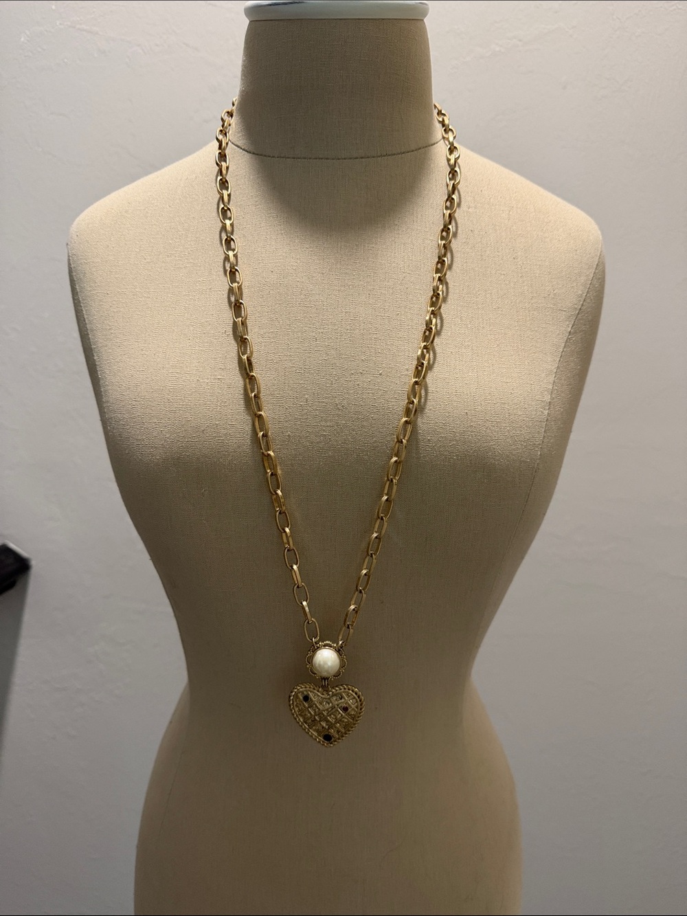 Cabi Heart of Gold Heart Pendant Necklace with Pearl Accent - Women's Jewelry